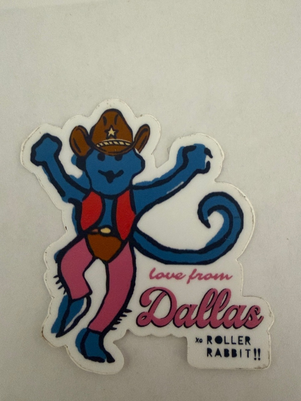 Roller Roller Live from Dallas Sticker — Blue, Pink, Brown Cowboy